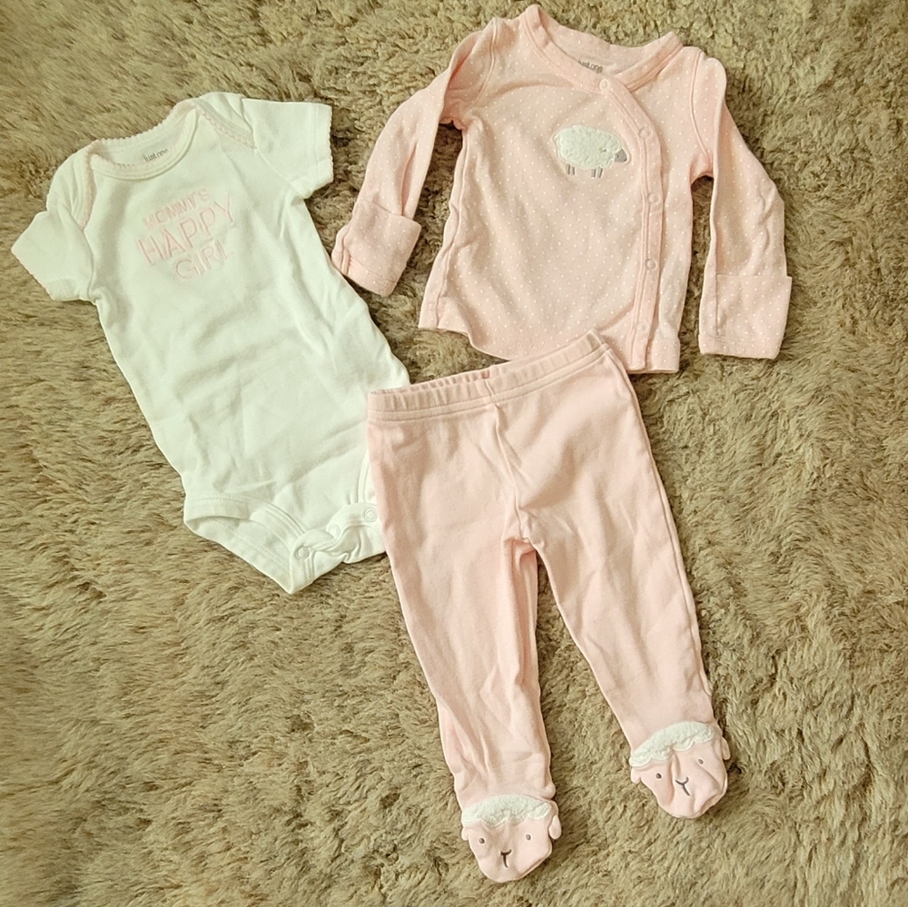 Carter's Baby girl 3-pc pink sheep polka dot set